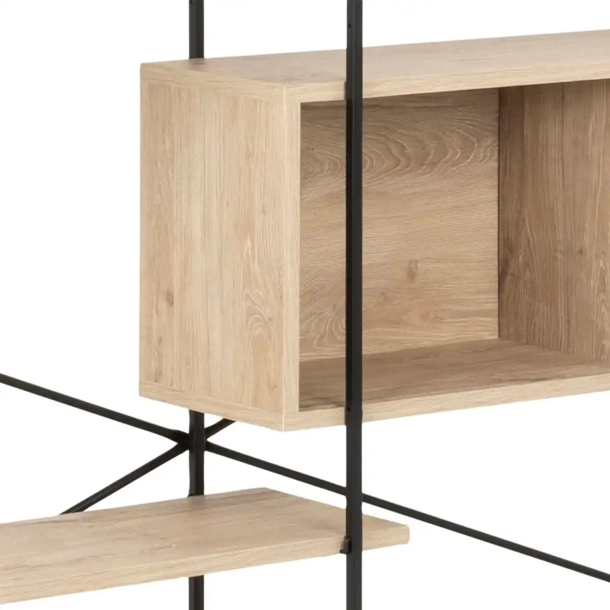 Angus Bookcase With 1 Sliding Door & 5 Shelves In White Oak & Black - Price Crash Furniture