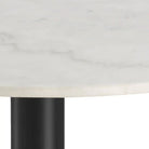 Corby Round Dining Table With White Marble Effect Top & Black Base - Price Crash Furniture