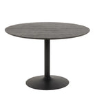 Ibiza Round Dining Table With Black Ash Top & Matt Black Base - Price Crash Furniture