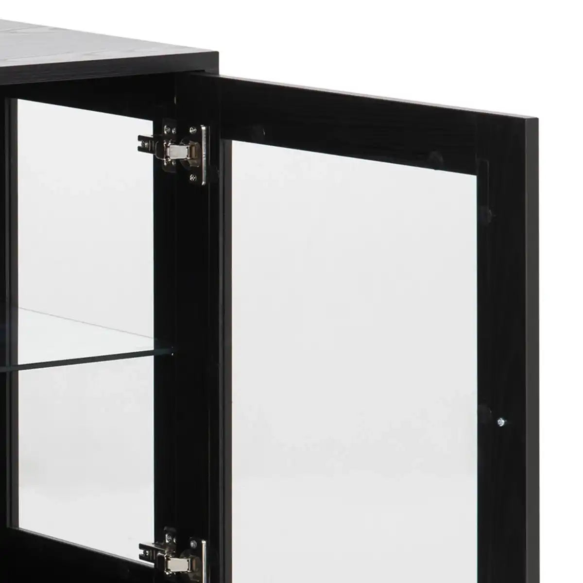 Angus 3 Door Glazed Sideboard Buffet Unit In Black - Price Crash Furniture