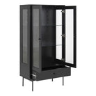 Angus 2 Door 1 Drawer Glazed Display Cabinet In Black Ash - Price Crash Furniture