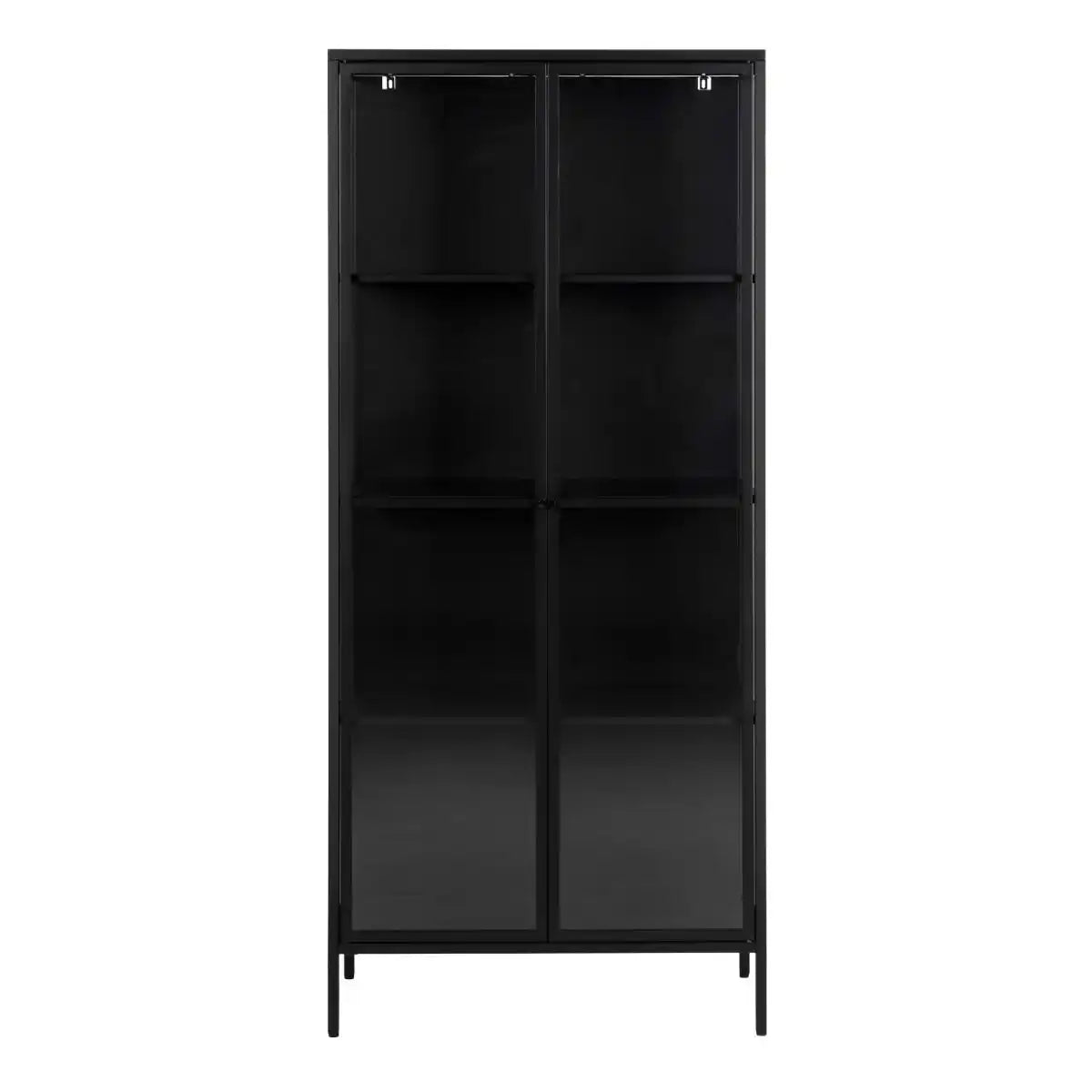 Newcastle Tall 2 Door Display Cabinet In Matt Black - Price Crash Furniture