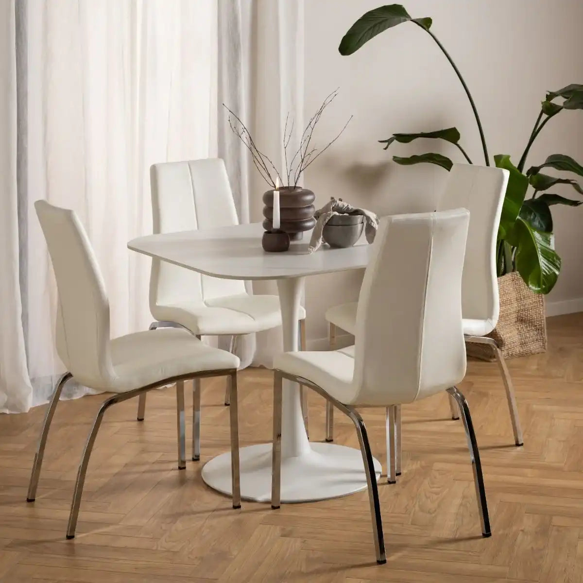 Malta Small Ceramic Square Dining Table In White - Price Crash Furniture