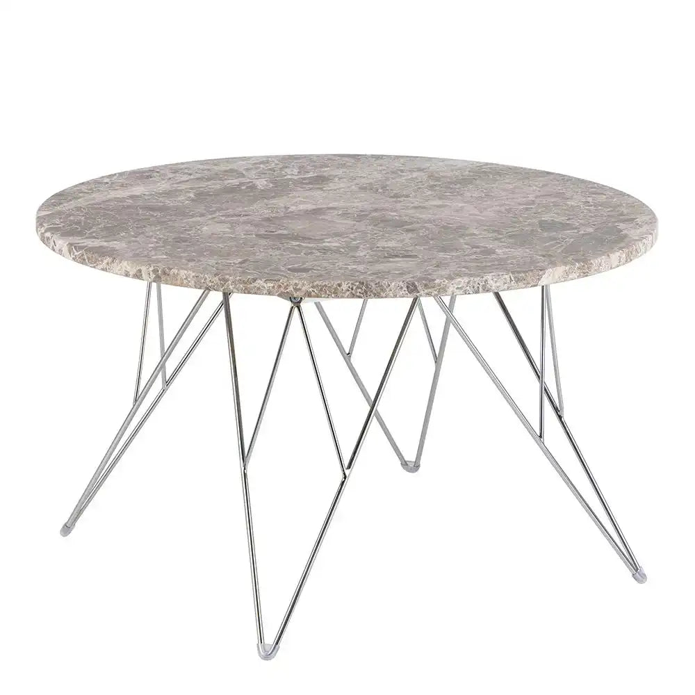 Prunus Round Coffee Table With Grey Brown Marble Top - Price Crash Furniture