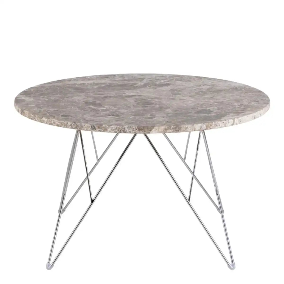 Prunus Round Coffee Table With Grey Brown Marble Top - Price Crash Furniture