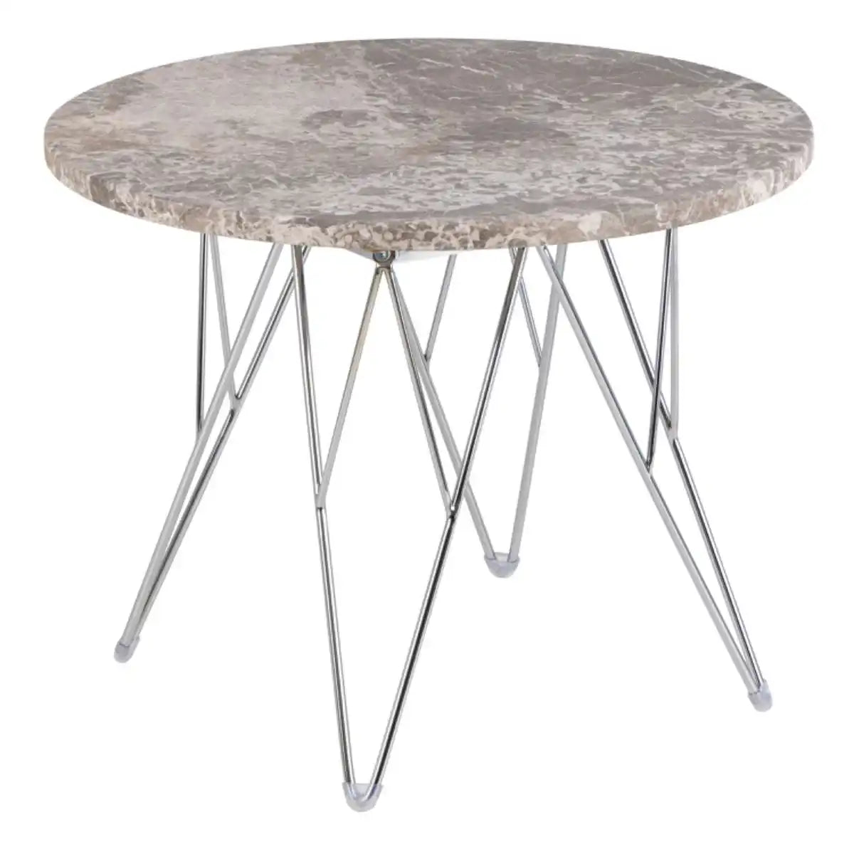 Prunus Round Side Table With Grey Brown Marble Top - Price Crash Furniture