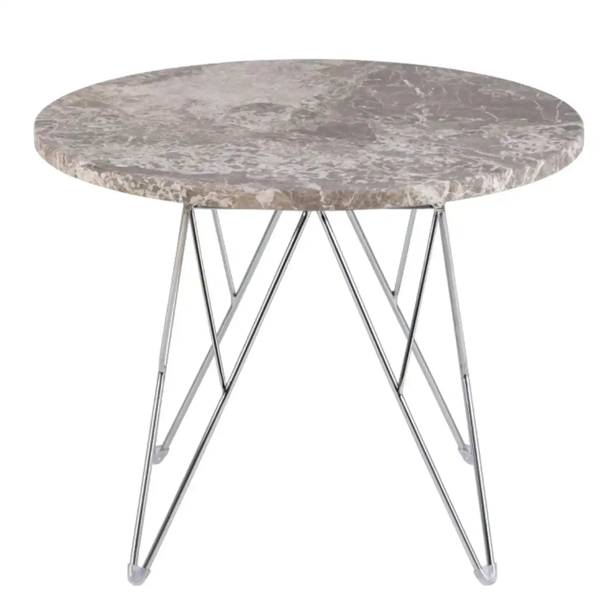 Prunus Round Side Table With Grey Brown Marble Top - Price Crash Furniture