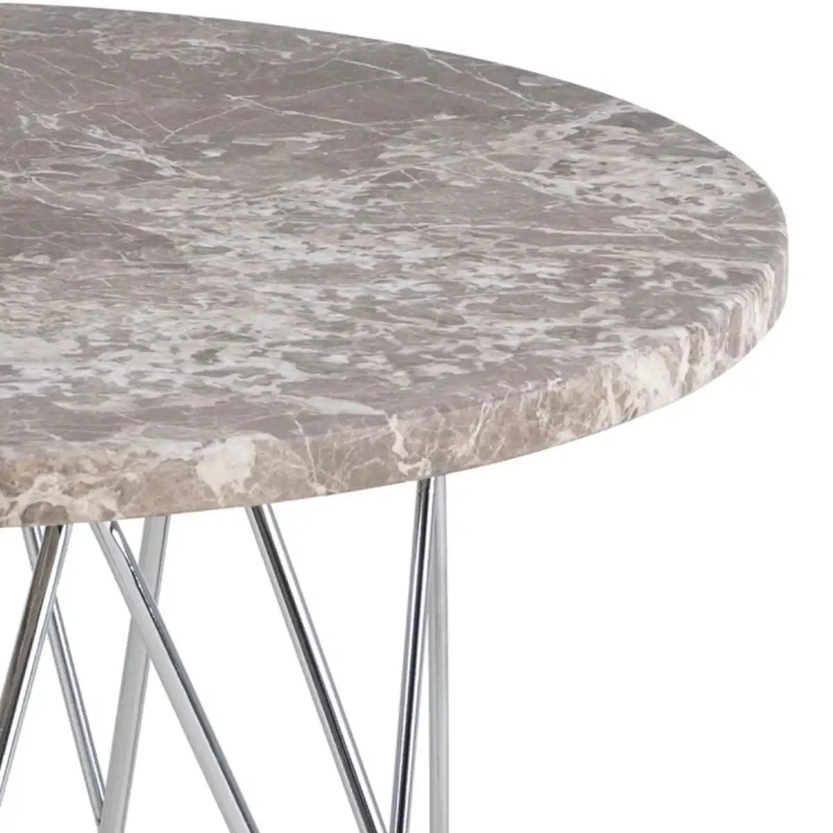 Prunus Round Side Table With Grey Brown Marble Top - Price Crash Furniture