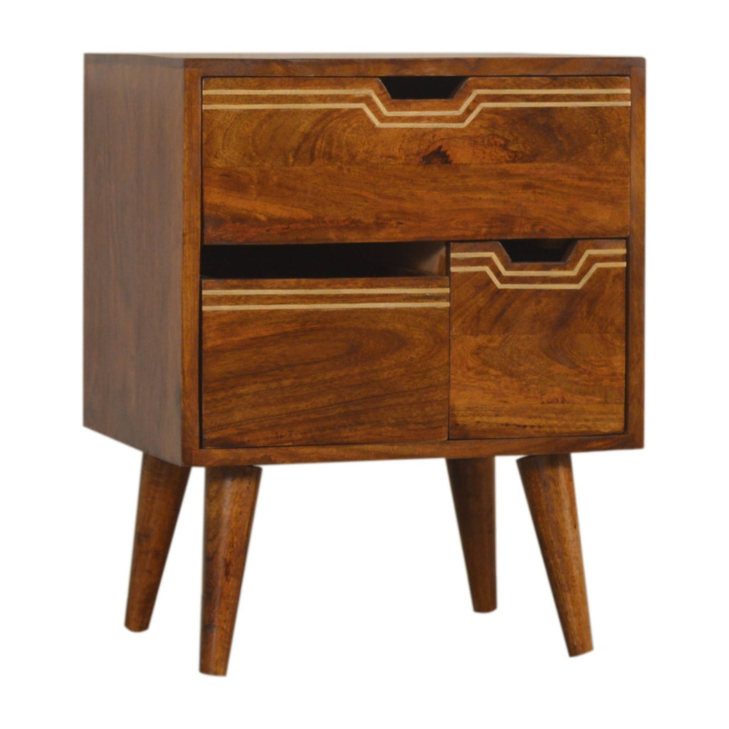Multi Drawer Chestnut Bedside with Removeable Drawers - Price Crash Furniture