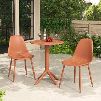 3 Piece Outdoor Garden Bistro Table & 2 x Chair Set Terracotta - Price Crash Furniture