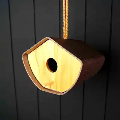 Earthy Anthracite Bamboo Japandi Birdhouse (16cm) - Price Crash Furniture