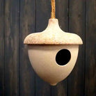 Earthy Oatmeal Chaff/Natural Bamboo Hanging Acorn Birdhouse H18.7cm - Price Crash Furniture