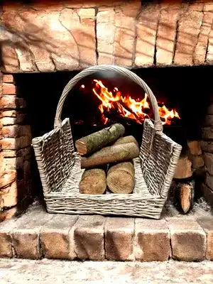 Greywash Willow Log Basket (T45x44cm) - Price Crash Furniture