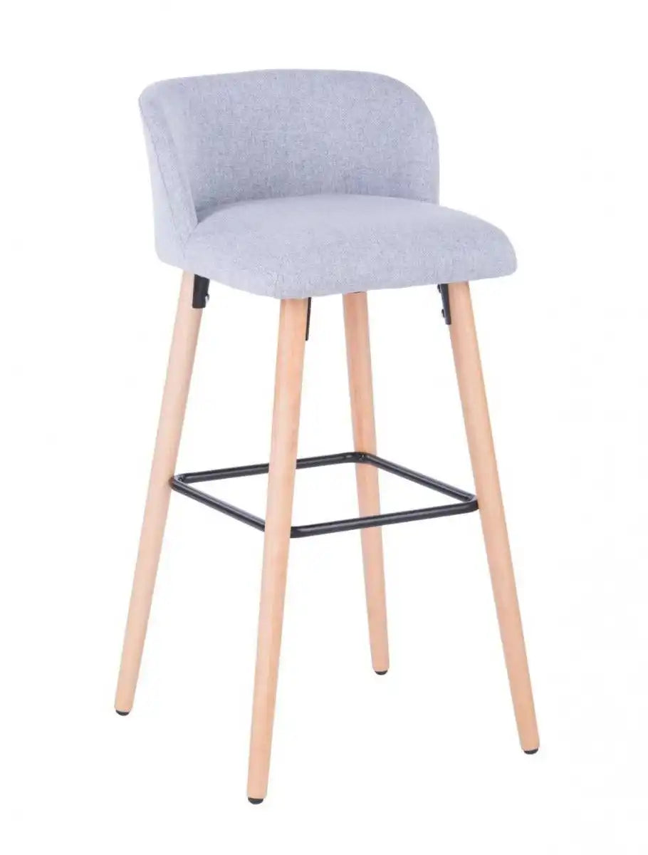 Alphason Claremont Grey Fabric Barstool with Wooden Legs - Price Crash Furniture