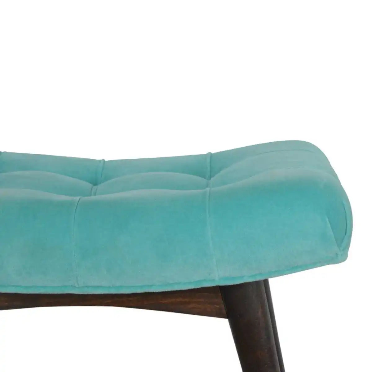 Aqua Cotton Velvet Curved Bench - Price Crash Furniture