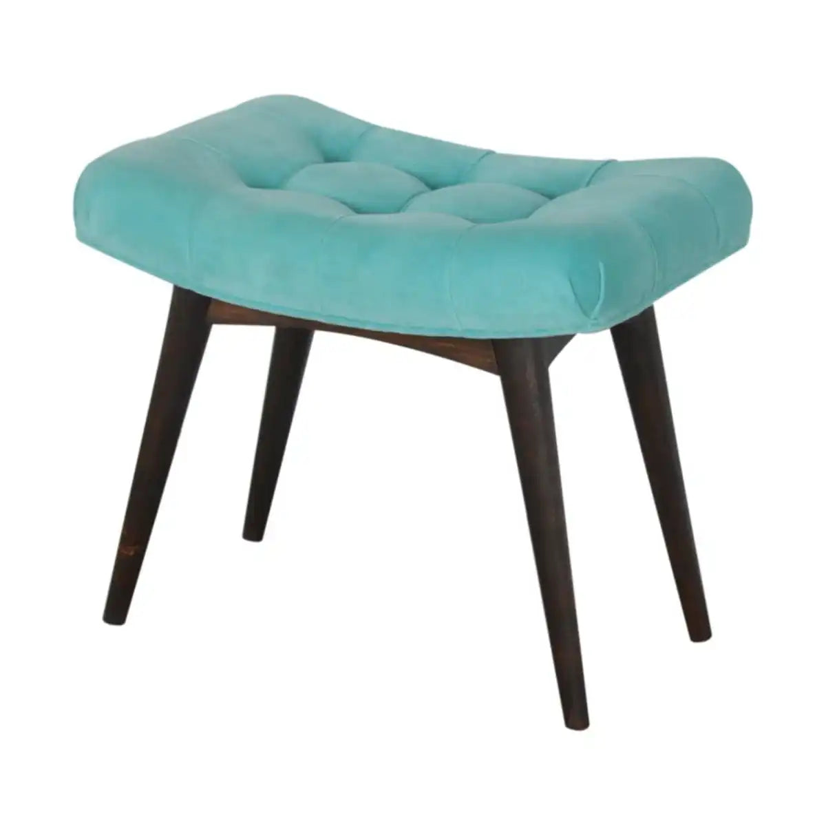 Aqua Cotton Velvet Curved Bench - Price Crash Furniture