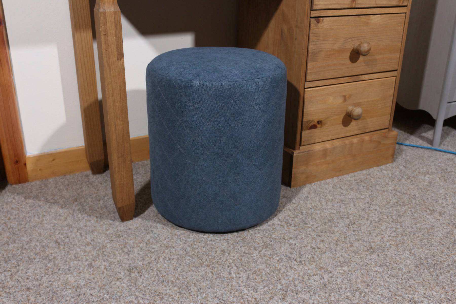 Aspen Blue Fabric Upholstered Round Tub Stool - Price Crash Furniture