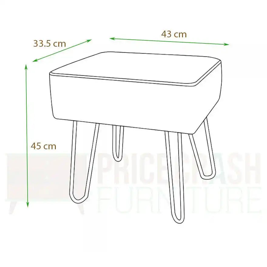 Aspen Rectangular Stool PU Grey with Black Metal Legs - Price Crash Furniture
