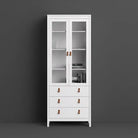 Barcelona Glazed Double Display China Cabinet Unit 2 Doors 3 Drawers White - Price Crash Furniture