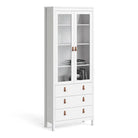 Barcelona Glazed Double Display China Cabinet Unit 2 Doors 3 Drawers White - Price Crash Furniture