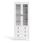 Barcelona Glazed Double Display China Cabinet Unit 2 Doors 3 Drawers White - Price Crash Furniture