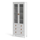 Barcelona Glazed Double Display China Cabinet Unit 2 Doors 3 Drawers White - Price Crash Furniture