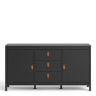 Barcelona Large Wide Sideboard Buffet Unit with 2 Doors + 3 Drawers in Matt Black - Price Crash Furniture
