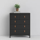 Barcelona Shaker Style (3+2) 5 Drawer Chest of Drawers in Matt Black - Price Crash Furniture