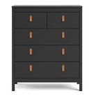 Barcelona Shaker Style (3+2) 5 Drawer Chest of Drawers in Matt Black - Price Crash Furniture