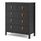 Barcelona Shaker Style (3+2) 5 Drawer Chest of Drawers in Matt Black - Price Crash Furniture