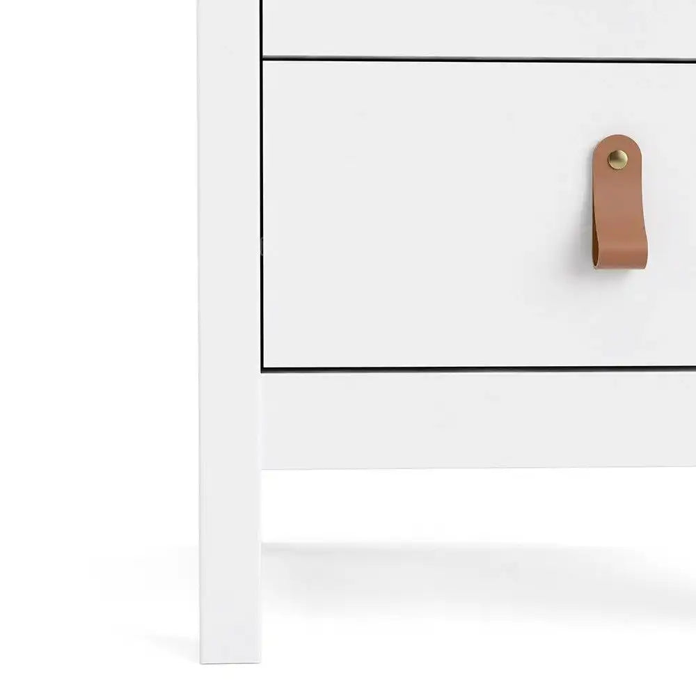 Barcelona Shaker Style Bedside Table Cabinet 2 Drawers in White - Price Crash Furniture