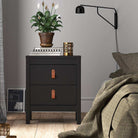 Barcelona Shaker Style Bedside Table Cabinet with 2 Drawers in Matt Black - Price Crash Furniture