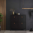 Barcelona Shoe Cabinet 4 Compartments in Matt Black - Price Crash Furniture