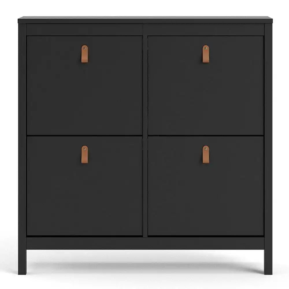 Barcelona Shoe Cabinet 4 Compartments in Matt Black - Price Crash Furniture
