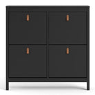 Barcelona Shoe Cabinet 4 Compartments in Matt Black - Price Crash Furniture