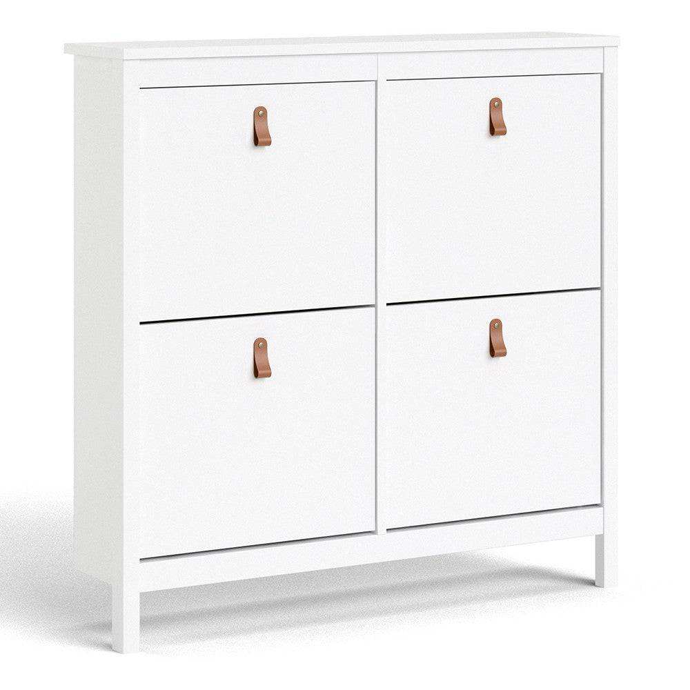 Barcelona Shoe Cabinet Cupboard with 4 Compartments in White - Price Crash Furniture