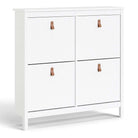 Barcelona Shoe Cabinet Cupboard with 4 Compartments in White - Price Crash Furniture