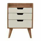 Bedside With 3 White Hand Painted Cut-Out Drawers - Price Crash Furniture