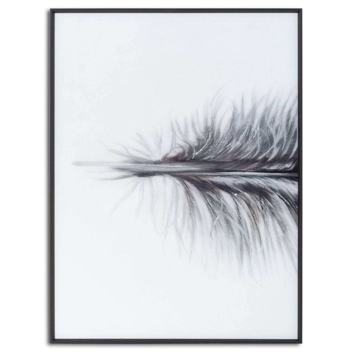 Black Striped Feather Over 3 Black Glass Frames - Price Crash Furniture