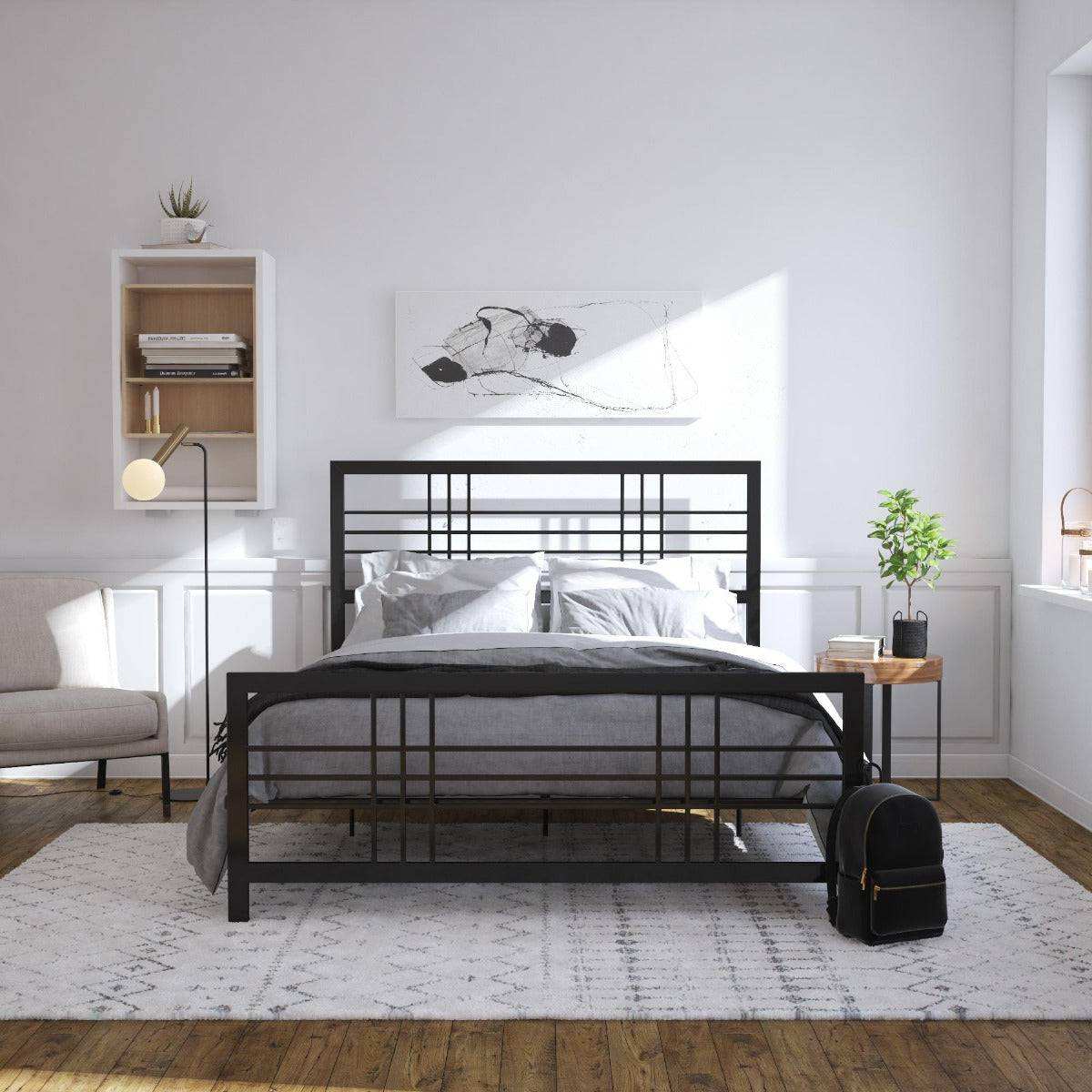 Burbank Metal UK King Size Bed in Black by Dorel - Price Crash Furniture