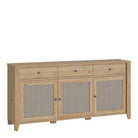 Cestino 3 Door 3 Drawer Sideboard In Jackson Hickory Oak And Rattan Effect - Price Crash Furniture