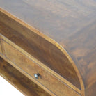 Chestnut Curved Edge Media Unit TV Stand with 2 Drawers - Price Crash Furniture
