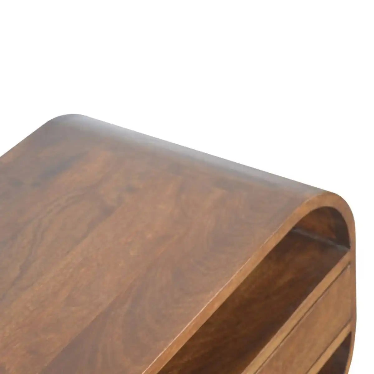 Chestnut Curved Edge Media Unit TV Stand with 2 Drawers - Price Crash Furniture