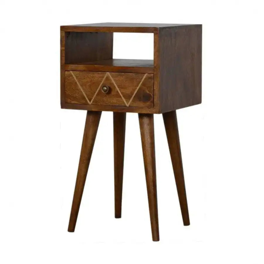 Compact Modern Brass Inlay Bedside - Price Crash Furniture