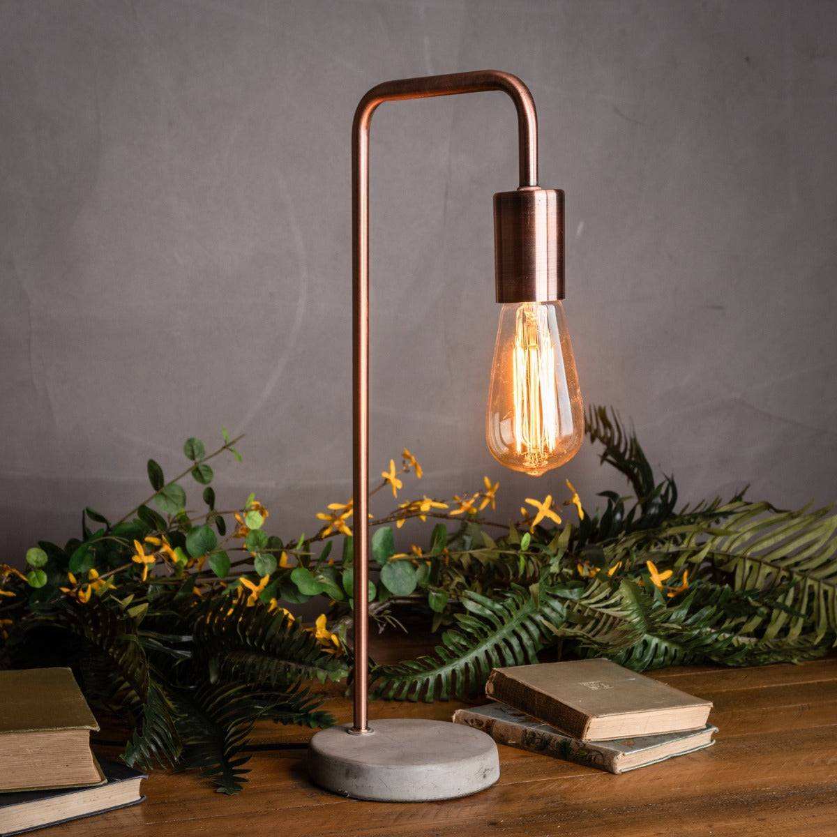 Copper Industrial Lamp With Stone Base - Price Crash Furniture