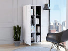 Core Dallas Bookcase Display Unit in White & Carbon Grey Oak Effect - Price Crash Furniture