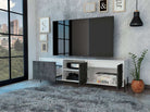 Core Dallas Ultrawide 4 Door TV Stand in White & Carbon Grey Oak Effect - Price Crash Furniture