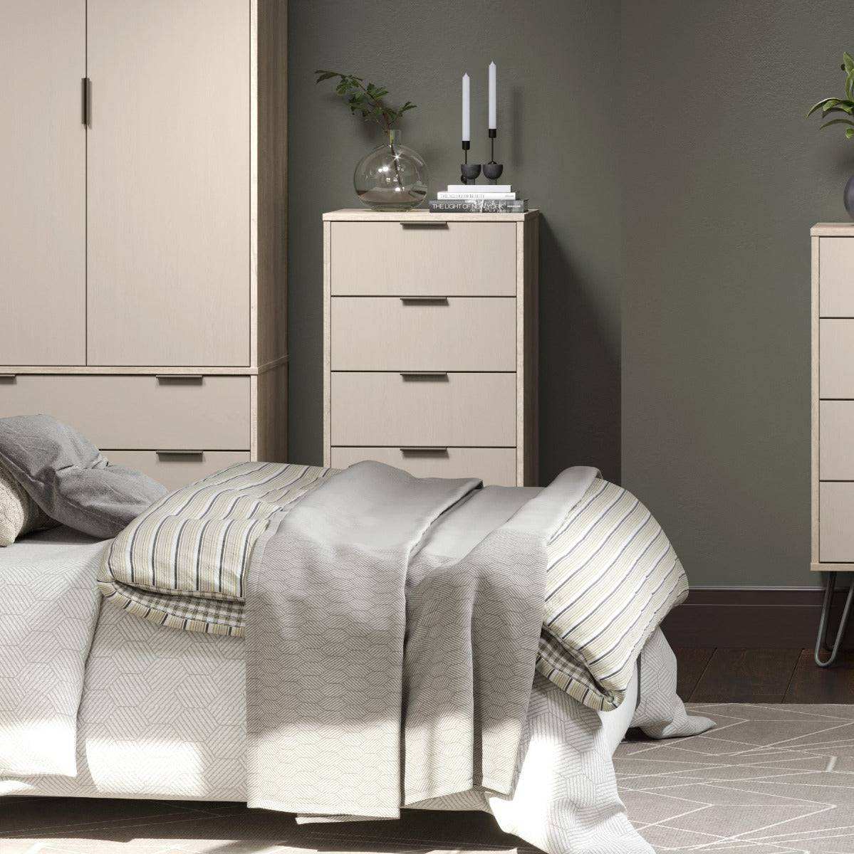 Core Products Augusta 4 Drawer Narrow Chest of Drawers in Driftwood & Calico - Price Crash Furniture