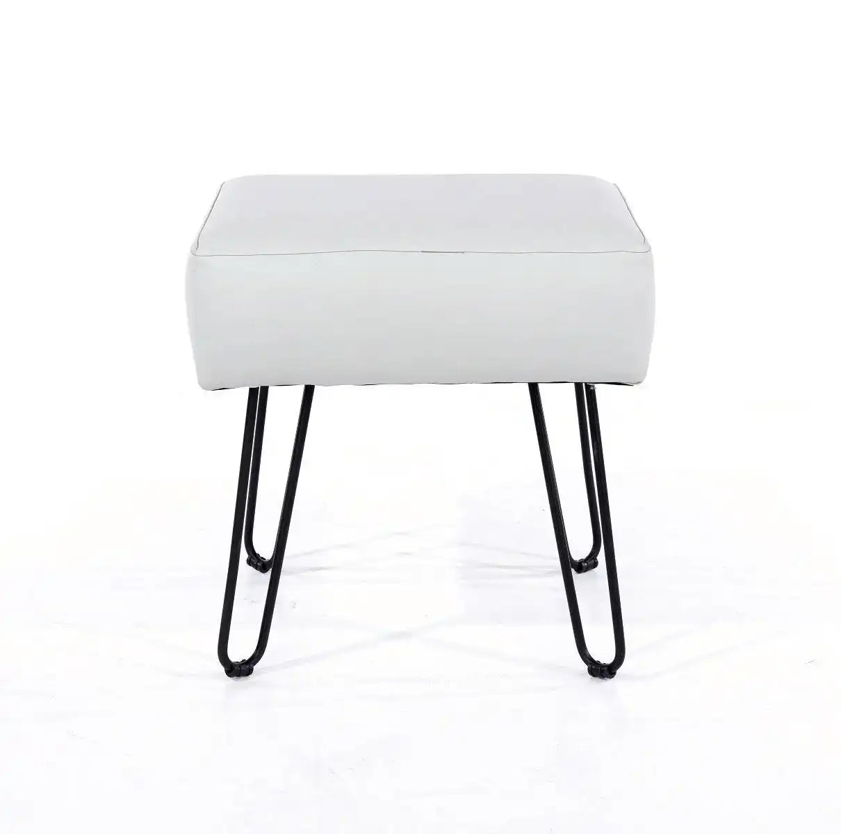Aspen Rectangular Stool PU Grey with Black Metal Legs - Price Crash Furniture