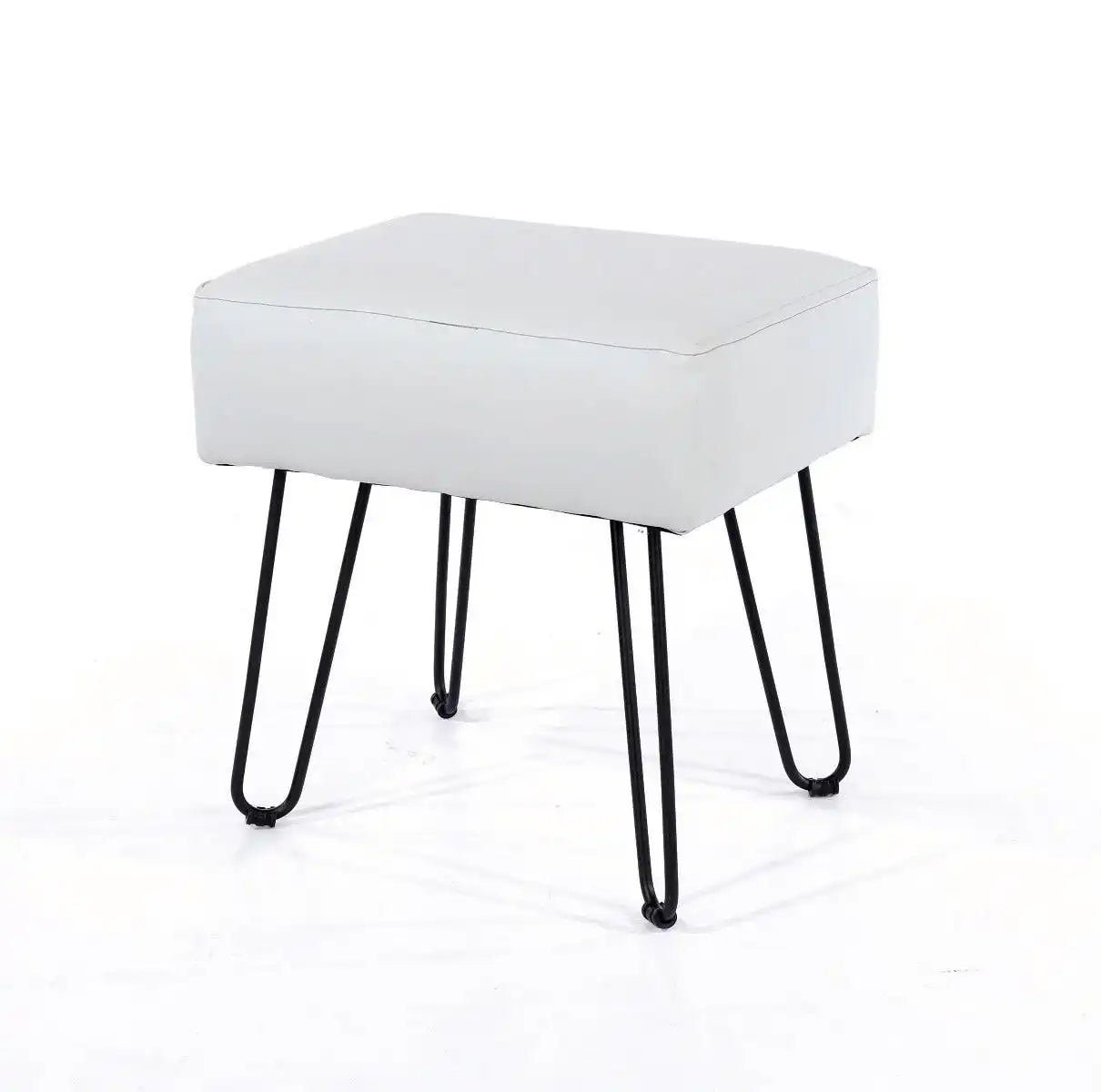 Aspen Rectangular Stool PU Grey with Black Metal Legs - Price Crash Furniture